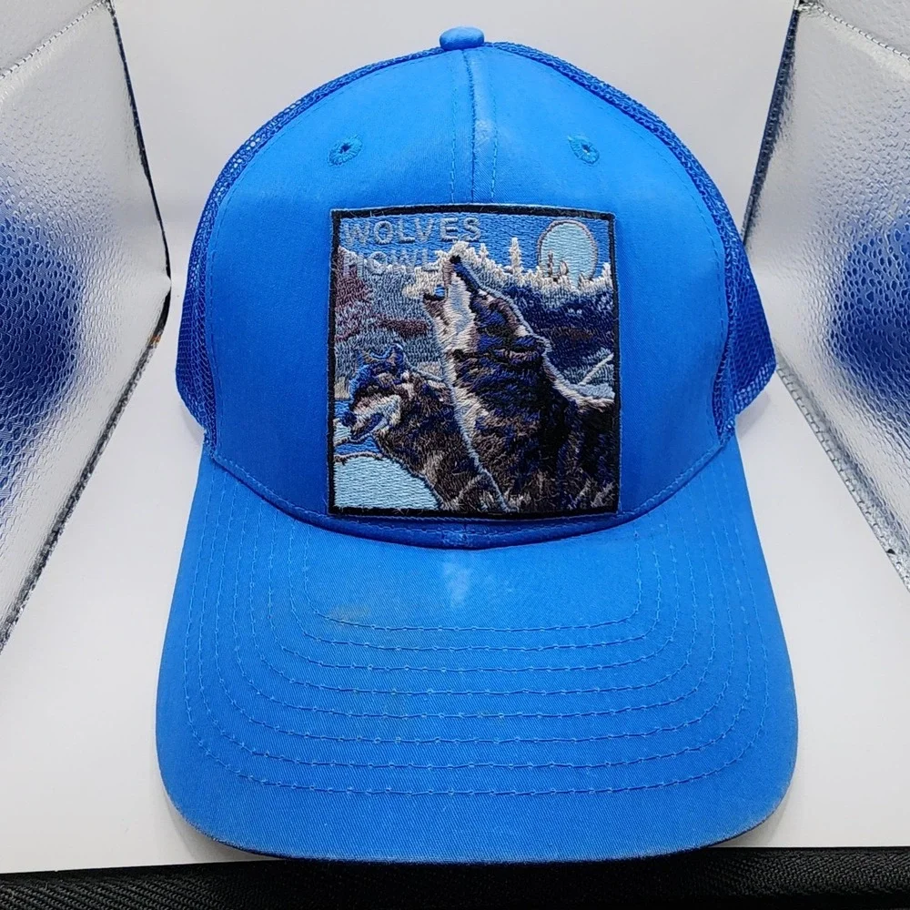E-Flag Original‎ Wolves Howl Blue Trucker Hat Mesh Snapback CP3081 Mens Cap